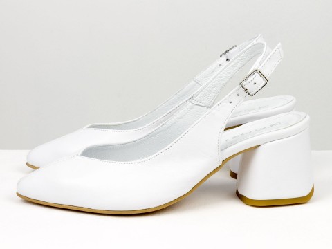 Белые туфли из натуральной кожи с открытой пяткой, С-1909/1-34